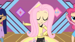 Size: 1280x720 | Tagged: safe, artist:aoshi, artist:skill:draw, imported from derpibooru, discord, fluttershy, pinkie pie, spike, twilight sparkle, human, animated, bedroom eyes, clothes, cute, dancing, feet, female, flutterr mlh, horn, horned humanization, humanized, leg warmers, leotard, music, off shoulder, pants, pose, sound, spread wings, sweater, sweatershy, sweatpants, tanktop, toes, webm, winged humanization, wings, youtube link