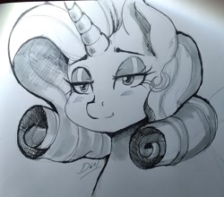 Size: 1770x1558 | Tagged: safe, artist:thelunarmoon, imported from derpibooru, rarity, pony, monochrome, solo, traditional art