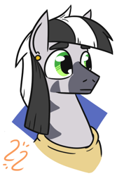 Size: 328x464 | Tagged: safe, artist:jargon scott, imported from derpibooru, oc, oc only, oc:zeta, pony, zebra, bust, male, simple background, solo, stallion, white background, zebra oc