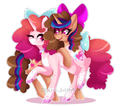 Size: 5967x5088 | Tagged: safe, artist:darkjillmlp123, imported from derpibooru, oc, oc only, oc:charleen, oc:sweet hearts, pony, absurd resolution, bow, female, hair bow, mare, simple background, tail bow, transparent background