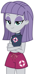 Size: 2500x5400 | Tagged: safe, artist:emeraldblast63, imported from derpibooru, maud pie, equestria girls, equestria girls series, forgotten friendship, clothes, clothes swap, crossed arms, female, lifeguard, simple background, smiling, solo, swimsuit, swimsuit swap, transparent background, vector, when she smiles