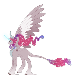 Size: 2460x2508 | Tagged: safe, artist:pokaparida, imported from derpibooru, oc, oc only, alicorn, pony, colored wings, female, high res, magical lesbian spawn, mare, multicolored wings, offspring, parent:princess cadance, parent:princess luna, simple background, solo, transparent background, wings