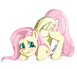 Size: 899x800 | Tagged: safe, artist:michi-chani, imported from derpibooru, fluttershy, pegasus, pony, blushing, cute, daaaaaaaaaaaw, female, mare, scared, shyabetes, simple background, solo, transparent background