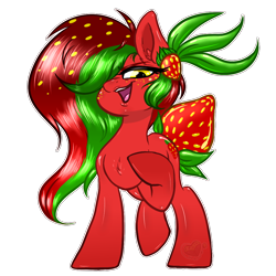 Size: 1000x1000 | Tagged: safe, artist:adultmare, imported from derpibooru, oc, oc only, oc:berri, pony, female, food, mare, simple background, solo, strawberry, transparent background