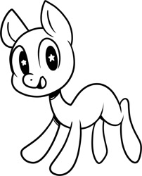 Size: 1000x1237 | Tagged: safe, artist:soulkillur, imported from derpibooru, earth pony, pony, bald, base, black and white, grayscale, lineart, monochrome, open mouth, solo, starry eyes, wingding eyes