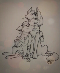 Size: 548x666 | Tagged: safe, artist:artfestation, imported from derpibooru, applejack, coloratura, earth pony, pony, unicorn, blushing, clothes, female, lesbian, lineart, nuzzling, rarajack, scarf, shipping, traditional art