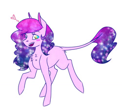 Size: 1480x1330 | Tagged: safe, artist:artfestation, imported from derpibooru, oc, oc only, earth pony, pony, blushing, chest fluff, earth pony oc, ethereal mane, heart, leonine tail, magical lesbian spawn, offspring, parent:pinkie pie, parent:princess luna, parents:lunapie, raised hoof, simple background, solo, starry mane, white background