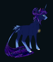 Size: 1227x1444 | Tagged: safe, artist:artfestation, imported from derpibooru, oc, oc only, pony, unicorn, black background, colored hooves, ethereal mane, female, horn, jewelry, leonine tail, magical lesbian spawn, mare, necklace, offspring, parent:princess luna, parent:rarity, parents:rariluna, simple background, solo, starry mane, unicorn oc