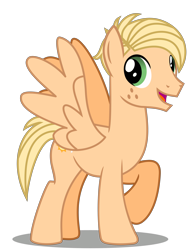 Size: 4526x5798 | Tagged: safe, artist:tacos67, imported from derpibooru, oc, oc only, oc:summer breeze, pegasus, pony, freckles, male, pegasus oc, raised hoof, simple background, smiling, solo, stallion, transparent background, wings