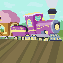 Size: 600x600 | Tagged: safe, derpibooru exclusive, imported from derpibooru, background, coal, friendship express, locomotive, no pony, steam, steam train, train, train station