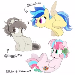 Size: 2048x2048 | Tagged: safe, artist:mochi_nation, imported from derpibooru, oc, oc only, oc:koa, oc:polka dot, earth pony, pegasus, pony, unicorn, clover, female, high res, mare, simple background, white background