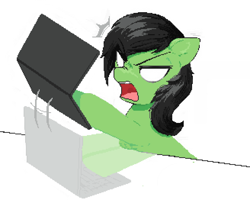 Size: 1968x1572 | Tagged: safe, artist:some_ponu, imported from derpibooru, oc, oc:anon, oc:filly anon, earth pony, pony, angry, female, filly, meme, rage, rage face, rage quit, simple background, solo, this will end in property damage, white background