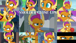 Size: 1280x721 | Tagged: safe, edit, edited screencap, editor:quoterific, imported from derpibooru, screencap, silverstream, smolder, dragon, season 8, season 9, spoiler:s08, spoiler:s09, close-up, cute, dragoness, female, smolder is not amused, smolderbetes, solo focus, unamused