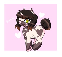 Size: 1200x1100 | Tagged: safe, artist:melliedraws, imported from derpibooru, oc, oc only, oc:bunny, pony, unicorn, heart, heart eyes, heart nostrils, looking at you, one eye closed, smiling, solo, wingding eyes, wink