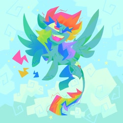 Size: 2048x2048 | Tagged: safe, artist:astro_eden, artist:astroeden, artist:nekosnicker, imported from derpibooru, rainbow dash, pegasus, pony, blue background, cloud, female, flying, high res, mare, simple background, solo