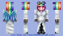 Size: 256x146 | Tagged: safe, artist:dreamcritting, imported from derpibooru, rainbow dash, human, fanfic:rainbow factory, clothes, fanfic art, female, goggles, humanized, lab coat, minecraft skin, planetminecraft, rainbow factory dash, solo, winged humanization, wings