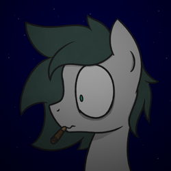 Size: 1000x1000 | Tagged: safe, artist:superderpybot, imported from ponybooru, oc, oc only, oc:pencil pusher, earth pony, pony, bust, cigarette, earth pony oc, male, night, smoking, solo, stallion