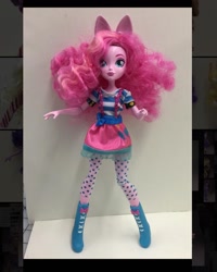 Size: 1080x1350 | Tagged: safe, artist:stephen sumner, imported from twibooru, pinkie pie, equestria girls, boots, clothes, doll, image, needs more jpeg, ponied up, prototype, shoes, skirt, socks, toy