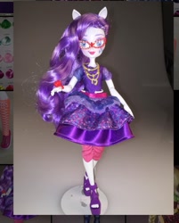 Size: 1080x1346 | Tagged: safe, artist:stephen sumner, imported from twibooru, rarity, equestria girls, bracelet, clothes, collar, doll, glasses, high heels, image, jewelry, needs more jpeg, photo, prototype, shoes, skirt, toy