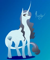 Size: 1948x2314 | Tagged: safe, artist:inisealga, imported from derpibooru, rarity, unicorn, alternate design, curved horn, horn, redesign, simple background