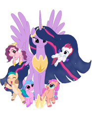 Size: 1229x1655 | Tagged: artist needed, source needed, safe, artist:oljapisanik, imported from derpibooru, hitch trailblazer, izzy moonbow, pipp petals, sunny starscout, twilight sparkle, zipp storm, alicorn, earth pony, pegasus, pony, unicorn, the last problem, colt, colt hitch trailblazer, female, filly, filly izzy moonbow, filly pipp petals, filly sunny starscout, filly zipp storm, flying, g4, g5, horn, male, mane five (g5), mare, my little pony: a new generation, older, older twilight, older twilight sparkle (alicorn), princess twilight 2.0, simple background, sunny and her heroine, transparent background, twilight sparkle (alicorn), wings, younger