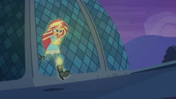 Size: 3410x1920 | Tagged: safe, imported from derpibooru, screencap, sunset shimmer, equestria girls, my past is not today, rainbow rocks, boots, canterlot high, clothes, female, high heel boots, high res, open mouth, shoes, solo