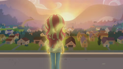 Size: 3410x1920 | Tagged: safe, imported from derpibooru, screencap, sunset shimmer, equestria girls, my past is not today, rainbow rocks, canterlot high, female, high res, solo, sun