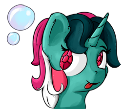 Size: 3172x2848 | Tagged: safe, artist:uteuk, imported from derpibooru, fizzy, twinkle eyed pony, unicorn, :p, bubble, g1, high res, tongue out