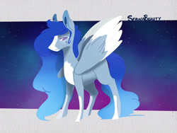 Size: 2048x1536 | Tagged: safe, artist:artfestation, imported from derpibooru, oc, oc only, pegasus, pony, pegasus oc, signature, solo, stars, two toned wings, wings