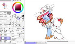 Size: 1066x623 | Tagged: safe, artist:khimi-chan, imported from derpibooru, oc, oc only, oc:neigh-apolitan, pony, unicorn, clothes, dress, female, hat, heart eyes, hoof shoes, horn, mare, smiling, sun hat, unicorn oc, wingding eyes, wip