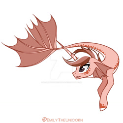 Size: 1280x1280 | Tagged: safe, artist:x-emilytheunicorn-x, imported from derpibooru, oc, oc only, merpony, pony, seapony (g4), unicorn, brown eyes, deviantart watermark, fish tail, flowing tail, horn, obtrusive watermark, open mouth, seaponified, simple background, solo, species swap, tail, watermark, white background