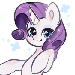 Size: 900x900 | Tagged: safe, artist:spacedkeys, imported from derpibooru, rarity, pony, unicorn, :3, female, looking at you, mare, smiling, smiling at you, solo