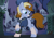 Size: 1294x912 | Tagged: safe, artist:anonymous, imported from derpibooru, oc, oc only, oc:littlepip, pony, unicorn, fallout equestria, castle of the royal pony sisters, clothes, dock, gritted teeth, human to pony, jumpsuit, pipbuck, show accurate, solo, transformation, vault suit