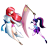 Size: 5000x4980 | Tagged: safe, artist:danmakuman, imported from derpibooru, moondancer, sci-twi, twilight sparkle, fanfic:spectacular seven, equestria girls, absurd resolution, clothes, dress, duo, equestria girls-ified, fight, simple background, sword, sword fight, transparent background, weapon