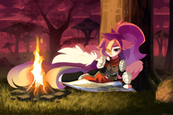Size: 3000x2000 | Tagged: safe, artist:zlatavector, imported from derpibooru, oc, oc only, pegasus, pony, adventure, campfire, female, fire, high res, map, mare, solo, trade, tree