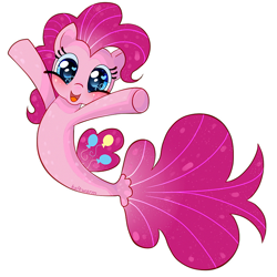 Size: 800x800 | Tagged: safe, artist:kaltwarm, imported from derpibooru, pinkie pie, earth pony, seapony (g4), my little pony: the movie, blue eyes, blushing, dorsal fin, female, fish tail, flowing tail, heart eyes, looking at you, open mouth, open smile, pink mane, seaponified, seapony pinkie pie, simple background, smiling, solo, species swap, tail, transparent background, wingding eyes