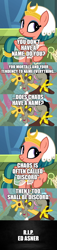 Size: 500x2200 | Tagged: safe, edit, edited screencap, imported from derpibooru, screencap, discord, somnambula, comic, gargoyles, in memoriam, rest in peace, screencap comic