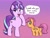 Size: 2828x2160 | Tagged: safe, artist:heretichesh, imported from derpibooru, scootaloo, starlight glimmer, pegasus, pony, unicorn, butt, duo, equal cutie mark, female, filly, gradient background, high res, looking back, mare, plot, s5 starlight, scootabutt, speech bubble, this will end in communism