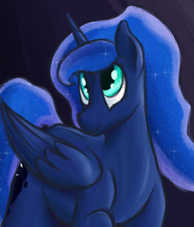 Size: 1286x1500 | Tagged: safe, artist:ahorseofcourse, princess luna, alicorn, pony, cute, female, horn, looking up, mare, raised hoof, smiling, solo, wings