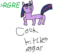 Size: 3020x2640 | Tagged: safe, artist:anonymous, imported from ponybooru, twilight sparkle, pony, unicorn, /mlp/, 1000 hours in ms paint, 4chan, reversed gender roles equestria, reversed gender roles equestria general, simple background, slur, solo, star of david, stylistic suck, text, white background