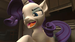 Size: 1192x670 | Tagged: safe, artist:ocsda, imported from derpibooru, rarity, pony, unicorn, 3d, drool, drool string, esophagus, fangs, female, imminent vore, mare, mawshot, one eye closed, open mouth, oral invitation, raripred, saliva puddle, salivating, slimy, source filmmaker, taste buds, uvula, wink