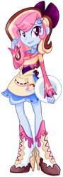 Size: 643x1816 | Tagged: safe, artist:khimi-chan, imported from derpibooru, oc, oc only, oc:neigh-apolitan, equestria girls, boots, bow, clothes, female, hair bow, high heel boots, shoes, simple background, skirt, smiling, solo, transparent background