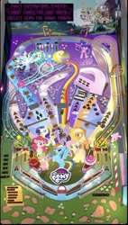 Size: 525x925 | Tagged: safe, imported from derpibooru, applejack, fluttershy, pinkie pie, rainbow dash, rarity, spike, twilight sparkle, alicorn, apple arcade, mane seven, mane six, pinball, pinball machine, twilight sparkle (alicorn)