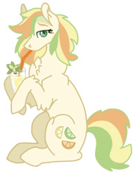 Size: 807x1015 | Tagged: safe, artist:cookielovessharpies, imported from derpibooru, oc, oc only, oc:citrus zest, earth pony, pony, female, glass, mare, simple background, solo, white background