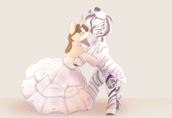 Size: 1600x1100 | Tagged: safe, artist:babiiclouds, imported from derpibooru, oc, oc:auora, oc:palatinatus clypeus, kirin, zebra, dancing, female, kirin hybrid, kirin oc, love, male, marriage, palora, romance, romantic, shipping, zebra oc