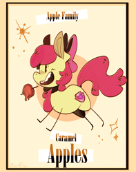 Size: 1280x1623 | Tagged: safe, artist:urbanqhoul, imported from derpibooru, apple bloom, earth pony, pony, caramel apple (food), female, filly, solo