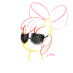 Size: 2048x2048 | Tagged: safe, artist:cityflyer502, imported from derpibooru, apple bloom, earth pony, pony, cool, female, filly, glasses, high res, smiling, solo