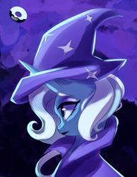 Size: 2100x2700 | Tagged: safe, artist:poxy_boxy, imported from derpibooru, trixie, pony, unicorn, bust, high res, portrait, side view, simple background, wallpaper