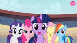 Size: 1024x576 | Tagged: safe, edit, edited screencap, editor:nicogamer3000, imported from derpibooru, screencap, fluttershy, pinkie pie, rainbow dash, rarity, twilight sparkle, wildwood flower, earth pony, human, pegasus, pony, unicorn, season 2, the last roundup, :o, animated, background pony, cowboy hat, determined, eyelashes, female, folded wings, happy, hat, letupita725hd, looking back, male, mare, meme, open mouth, open smile, pointing, rick astley, rickroll, smiling, sound, spread wings, the eric andre show, unicorn twilight, we'll be right back, webm, wildwood flower's hat, wings, youtube link