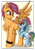 Size: 1920x2716 | Tagged: safe, artist:julunis14, imported from derpibooru, rainbow dash, scootaloo, pegasus, pony, age swap, duo, ear piercing, earring, fake cutie mark, female, filly, filly rainbow dash, flapping wings, jewelry, older, older scootaloo, paintbrush, piercing, role reversal, sibling love, sisterly love, smoldash, spread wings, wing piercing, wings, younger